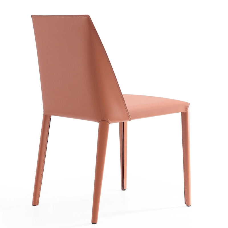 Contemporary Leather Dining Chairs with Metal Frame (Set of 2)