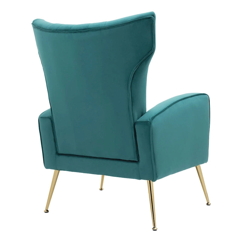 Set of 2 Velvet Wingback Accent Chairs with Gold Metal Legs