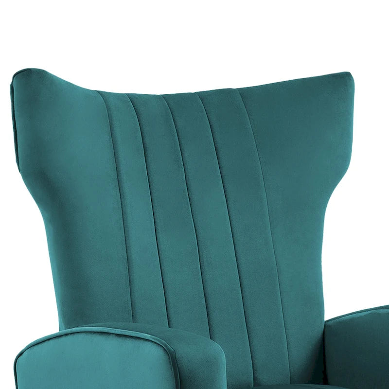 Set of 2 Velvet Wingback Accent Chairs with Gold Metal Legs