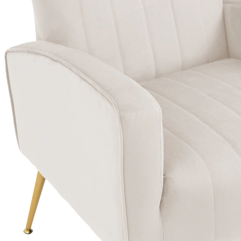 Set of 2 Velvet Wingback Accent Chairs with Gold Metal Legs