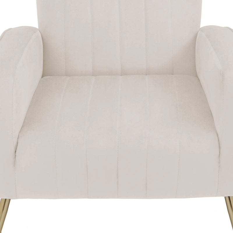 Set of 2 Velvet Wingback Accent Chairs with Gold Metal Legs