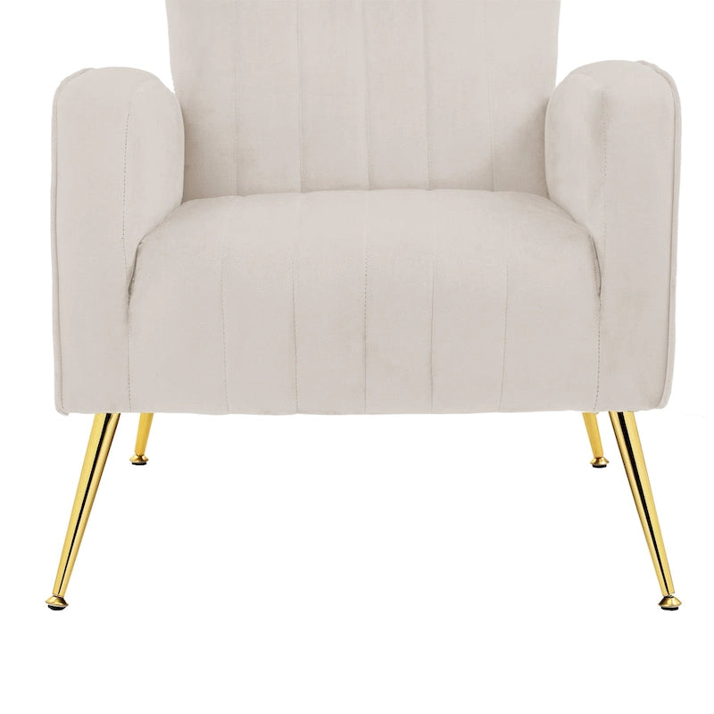Set of 2 Velvet Wingback Accent Chairs with Gold Metal Legs