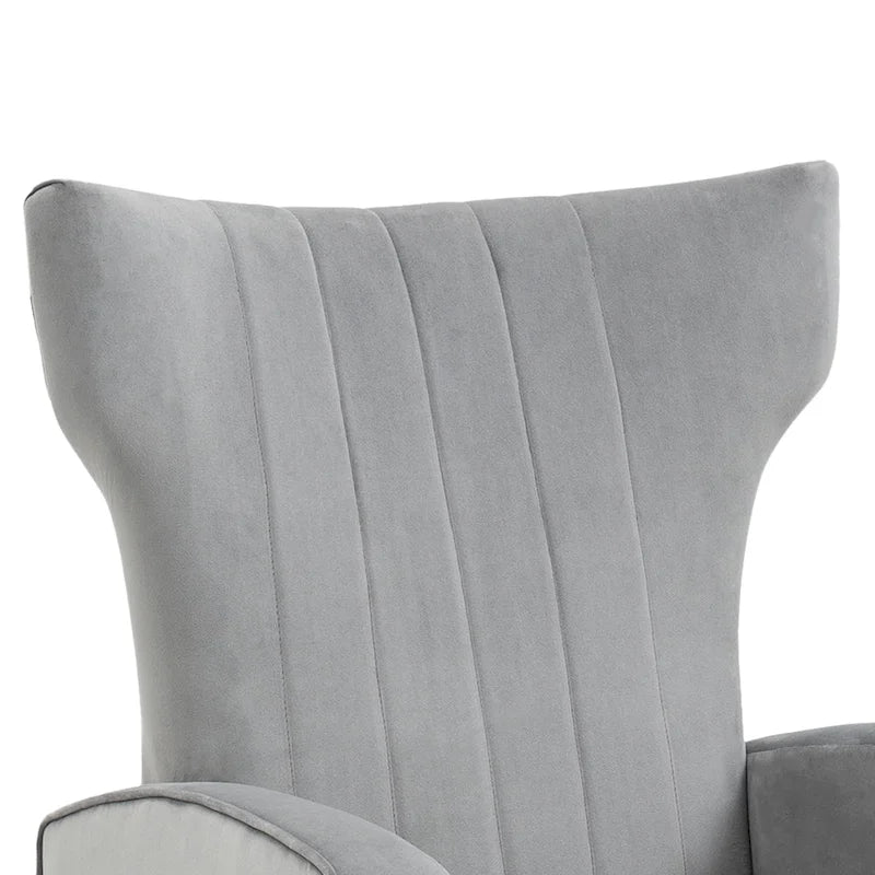 Set of 2 Velvet Wingback Accent Chairs with Gold Metal Legs