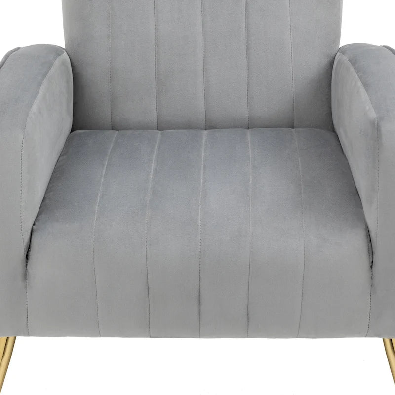 Set of 2 Velvet Wingback Accent Chairs with Gold Metal Legs