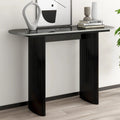 Oval Marble Console Table with Fluted Wood Base