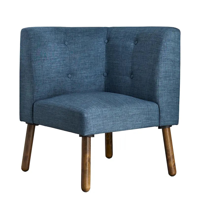 Mid-Century Fabric Corner Accent Chair with Wood Legs