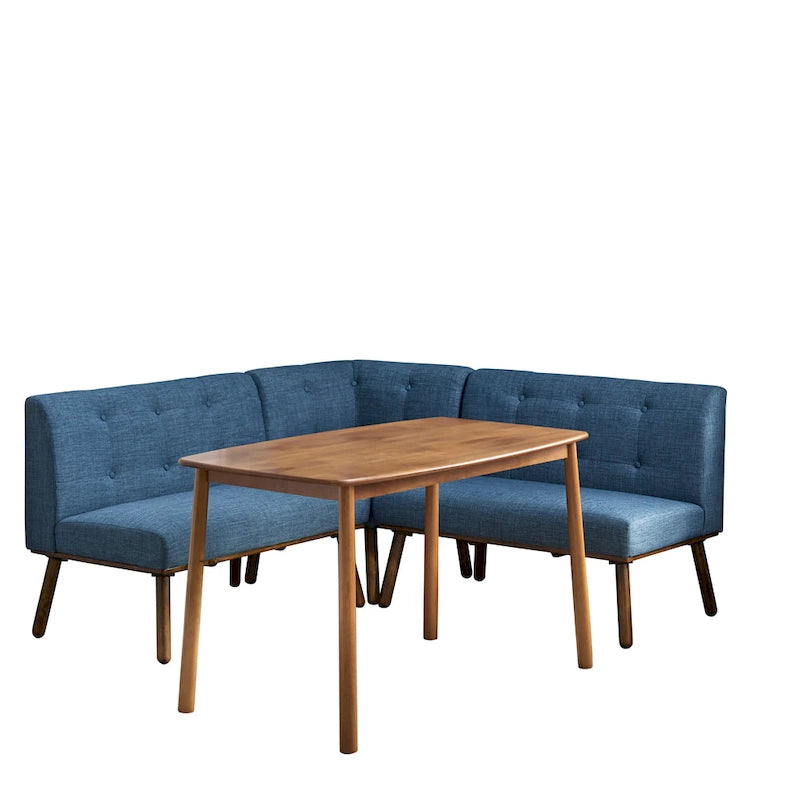 Mid-Century Fabric Corner Accent Chair with Wood Legs