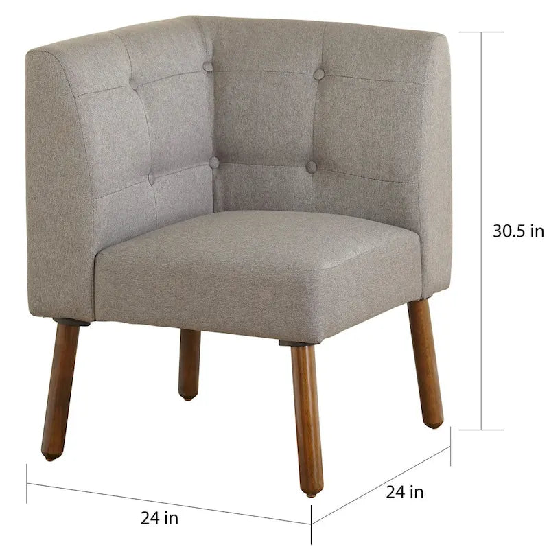 Mid-Century Fabric Corner Accent Chair with Wood Legs