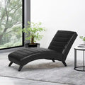 Indoor Faux Leather Channel-Stitched Chaise Lounge