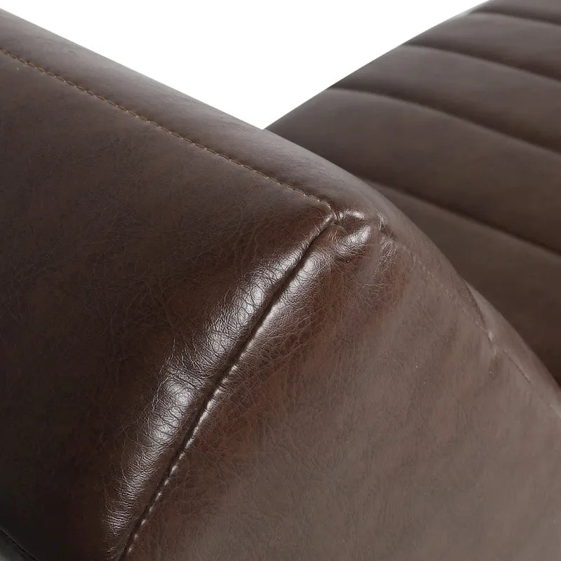 Indoor Faux Leather Channel-Stitched Chaise Lounge