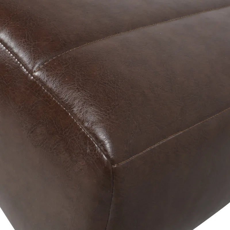 Indoor Faux Leather Channel-Stitched Chaise Lounge