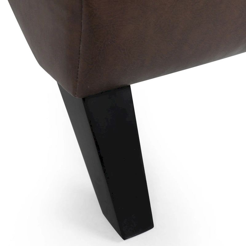 Indoor Faux Leather Channel-Stitched Chaise Lounge