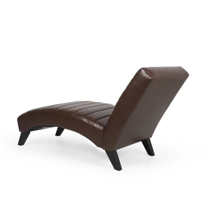 Indoor Faux Leather Channel-Stitched Chaise Lounge