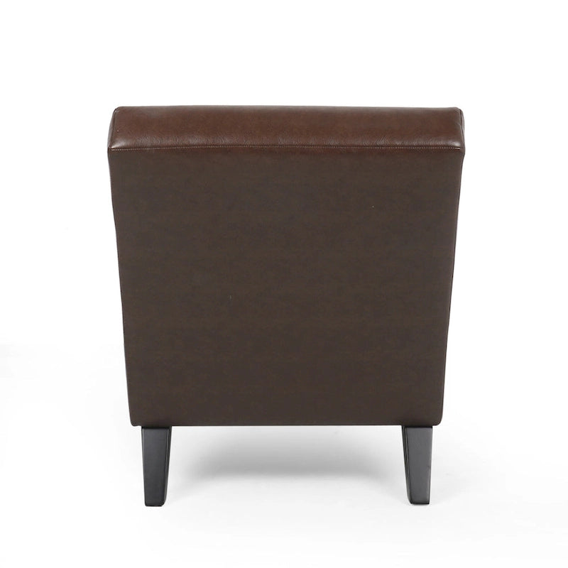 Indoor Faux Leather Channel-Stitched Chaise Lounge