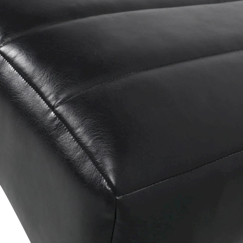 Indoor Faux Leather Channel-Stitched Chaise Lounge