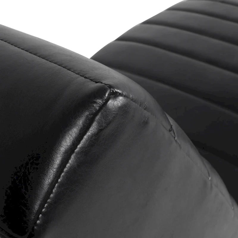 Indoor Faux Leather Channel-Stitched Chaise Lounge