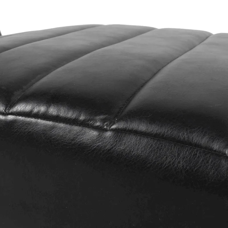 Indoor Faux Leather Channel-Stitched Chaise Lounge
