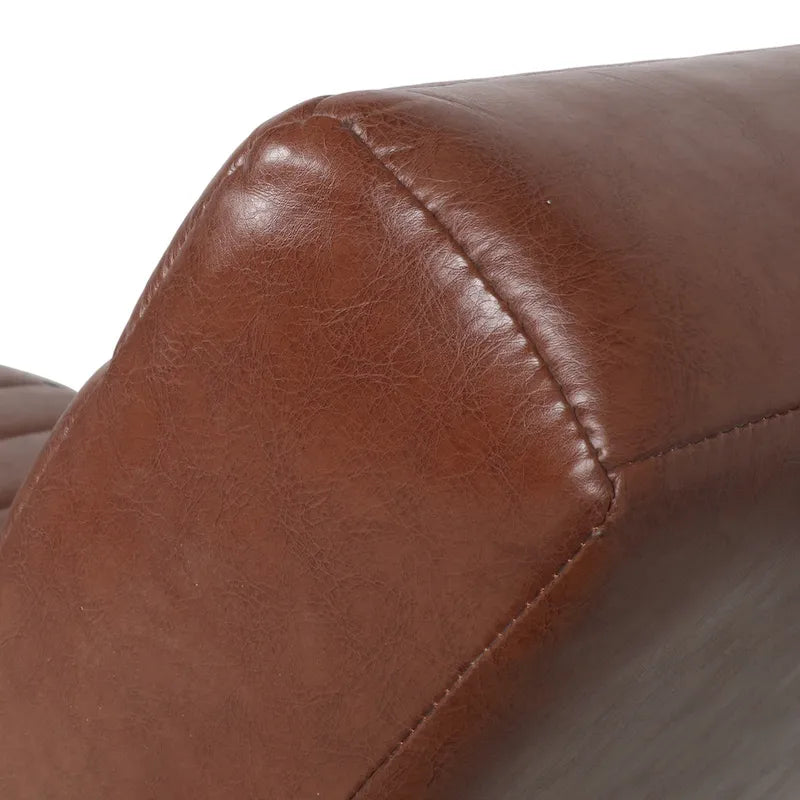 Indoor Faux Leather Channel-Stitched Chaise Lounge
