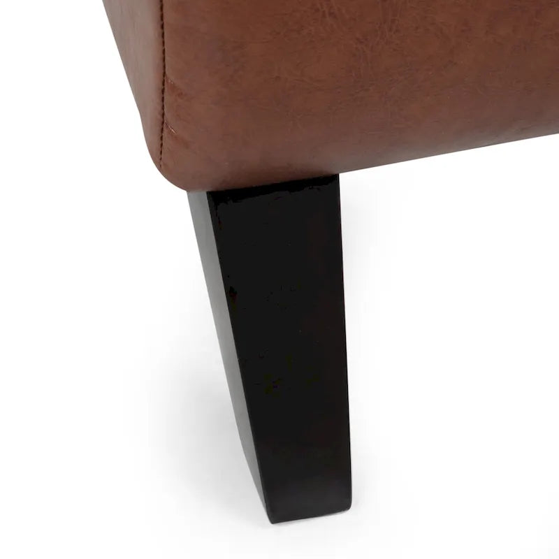 Indoor Faux Leather Channel-Stitched Chaise Lounge