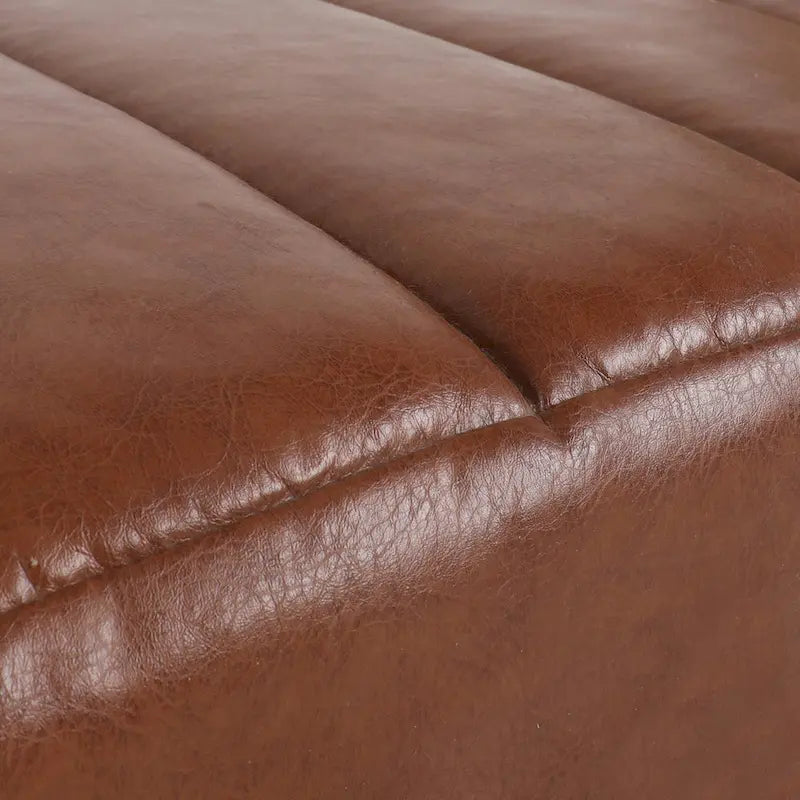 Indoor Faux Leather Channel-Stitched Chaise Lounge