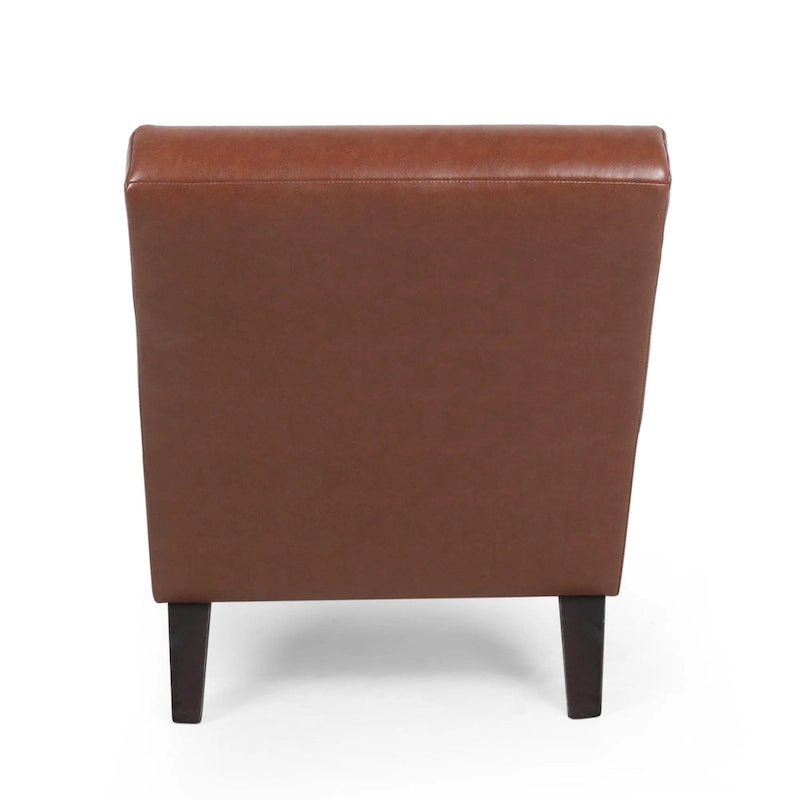 Indoor Faux Leather Channel-Stitched Chaise Lounge