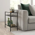 Rectangular Glass Side Table with Storage Shelf