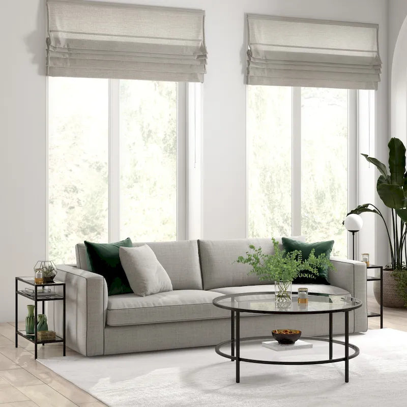 Rectangular Glass Side Table with Storage Shelf