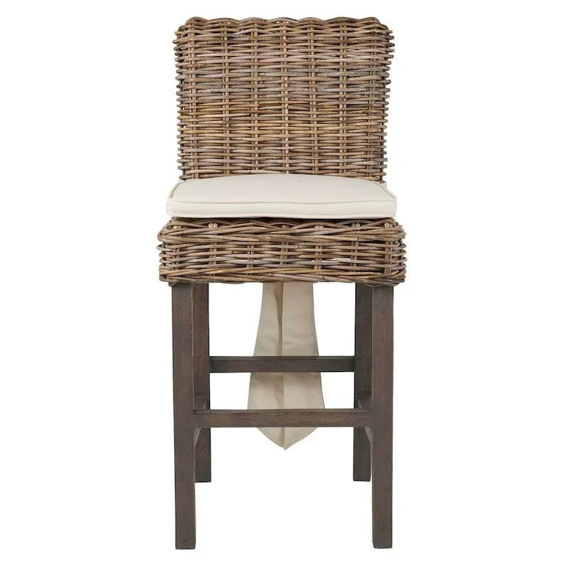 Grey Wash Rattan Cushioned Stool