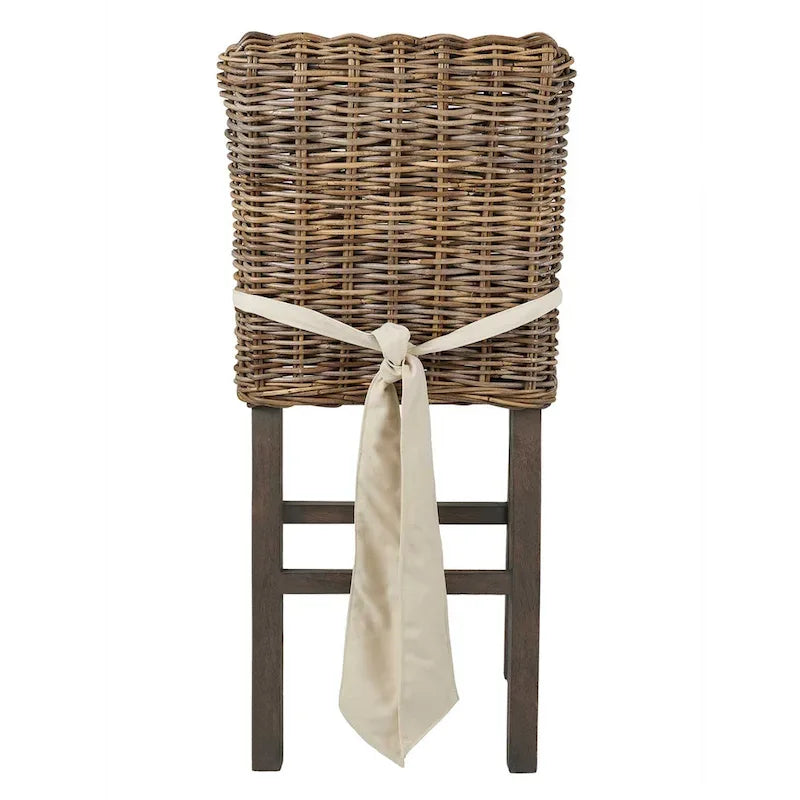 Grey Wash Rattan Cushioned Stool