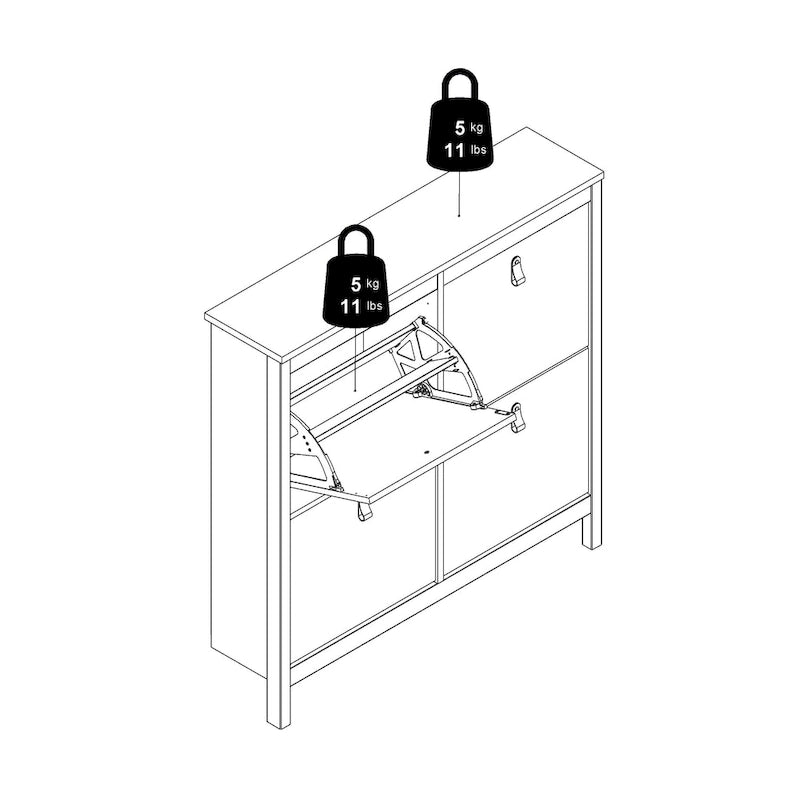 4-Drawer Shoe Cabinet with Tilting Storage