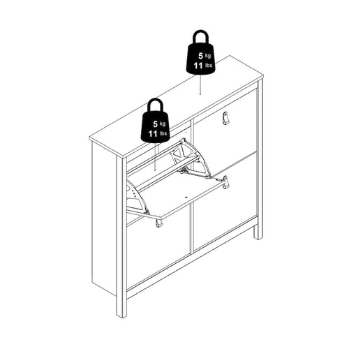 4-Drawer Shoe Cabinet with Tilting Storage