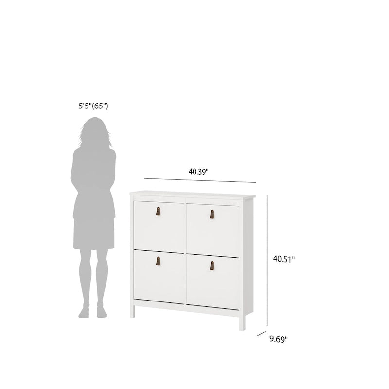 4-Drawer Shoe Cabinet with Tilting Storage