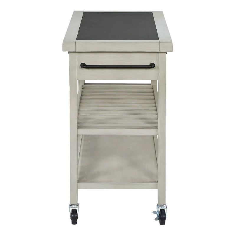 Farmhouse Kitchen Island with Storage and Locking Casters