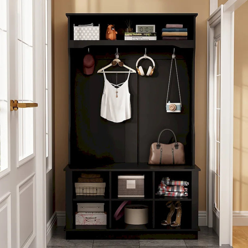 39.8 Wide Entryway Hall Tree with Bench and Shoe Storage