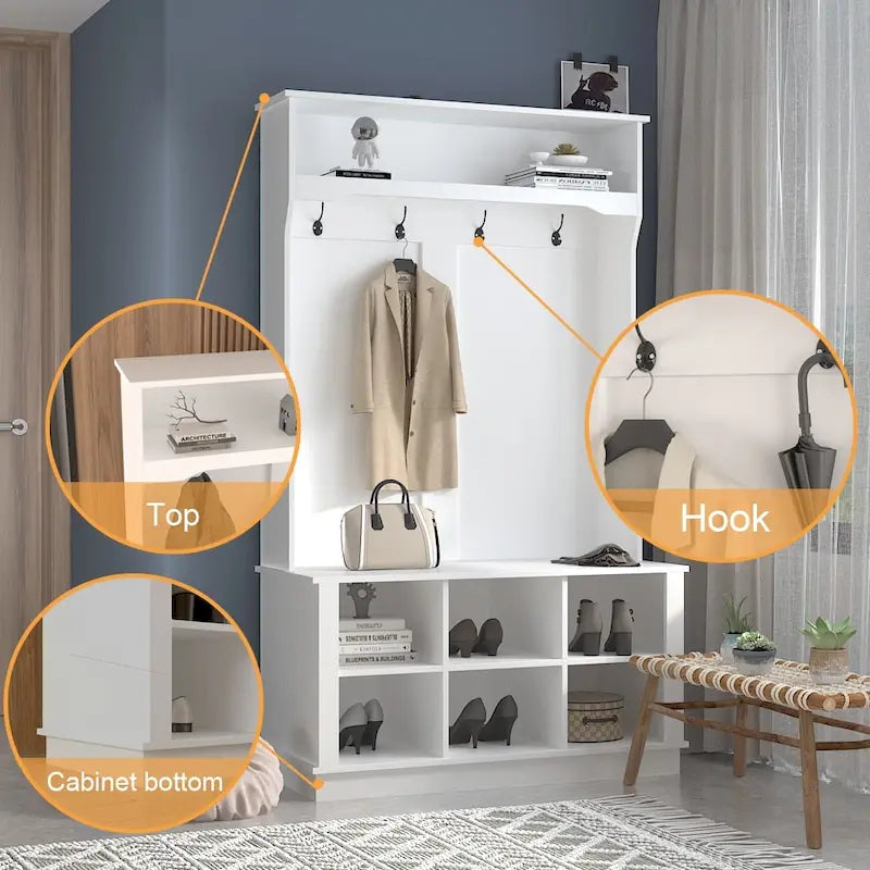 39.8 Wide Entryway Hall Tree with Bench and Shoe Storage