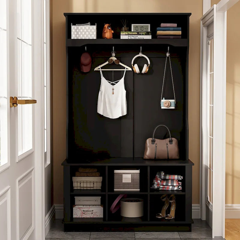 39.8 Wide Entryway Hall Tree with Bench and Shoe Storage