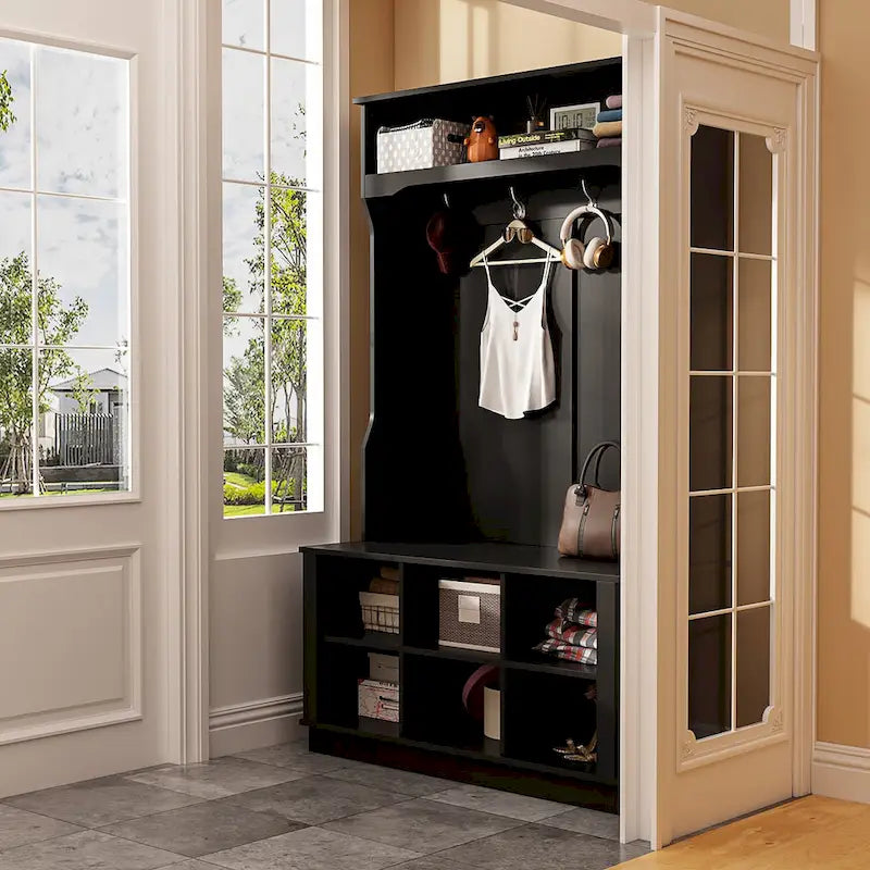 39.8 Wide Entryway Hall Tree with Bench and Shoe Storage