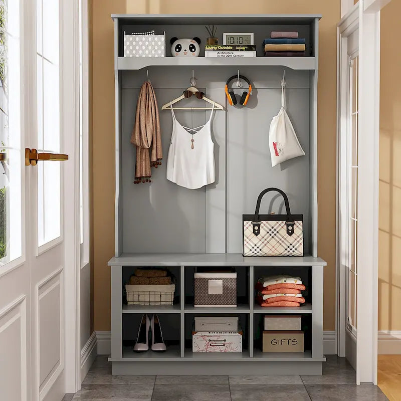 39.8 Wide Entryway Hall Tree with Bench and Shoe Storage