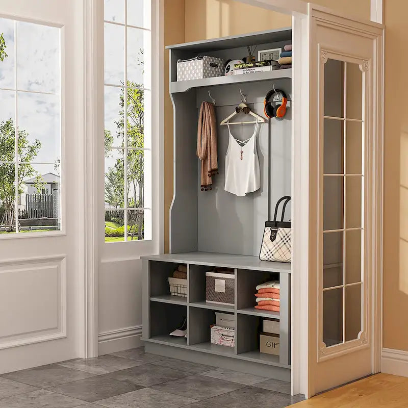 39.8 Wide Entryway Hall Tree with Bench and Shoe Storage