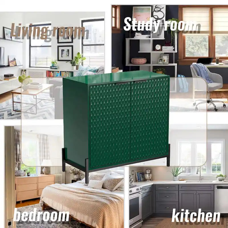 Modern Glossy Storage Accent Cabinet Sideboard