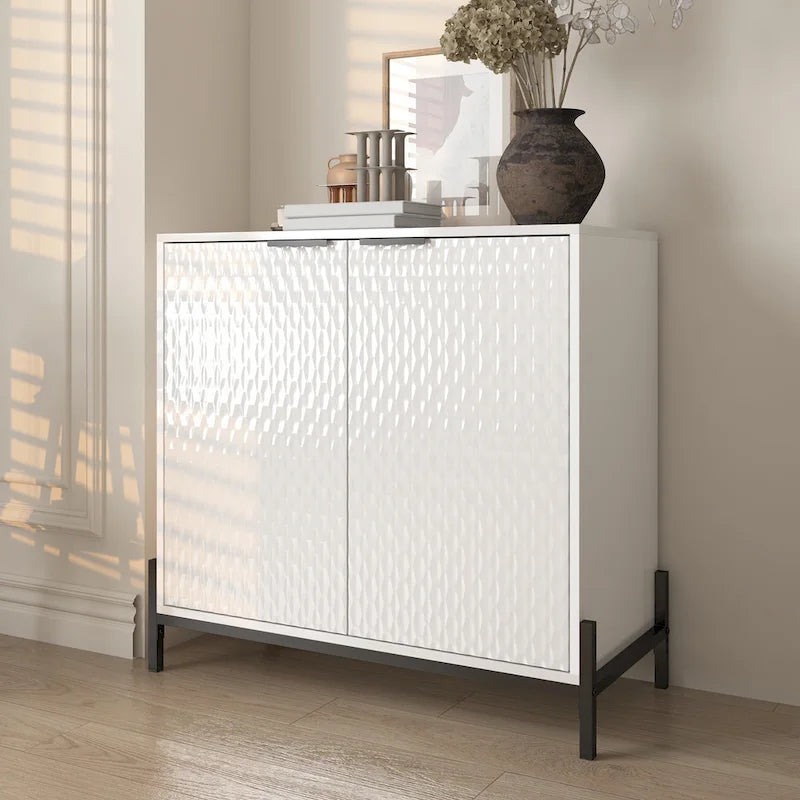 Modern Glossy Storage Accent Cabinet Sideboard