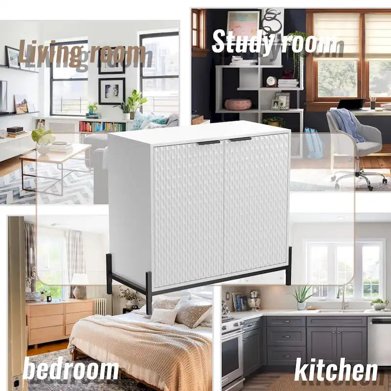 Modern Glossy Storage Accent Cabinet Sideboard