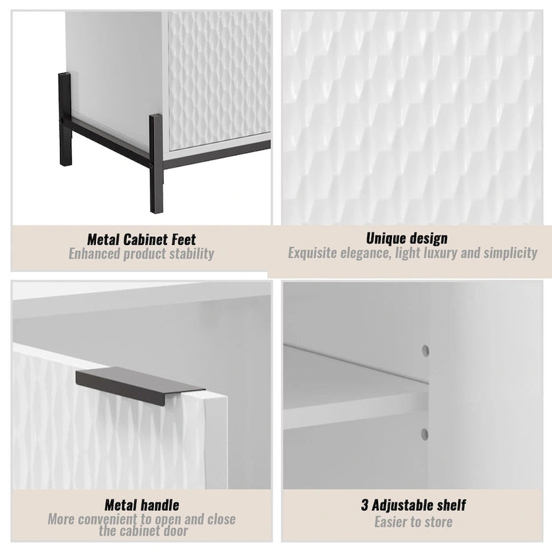 Modern Glossy Storage Accent Cabinet Sideboard