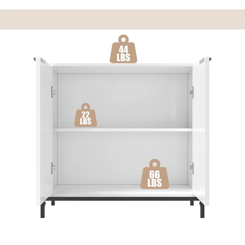 Modern Glossy Storage Accent Cabinet Sideboard