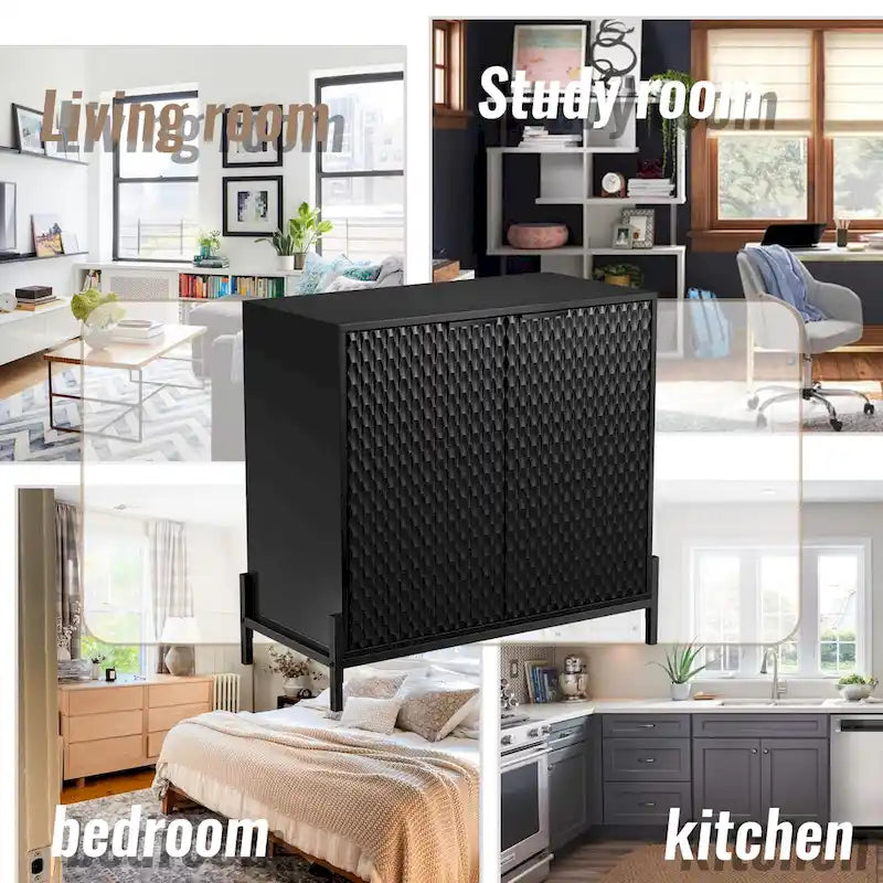 Modern Glossy Storage Accent Cabinet Sideboard