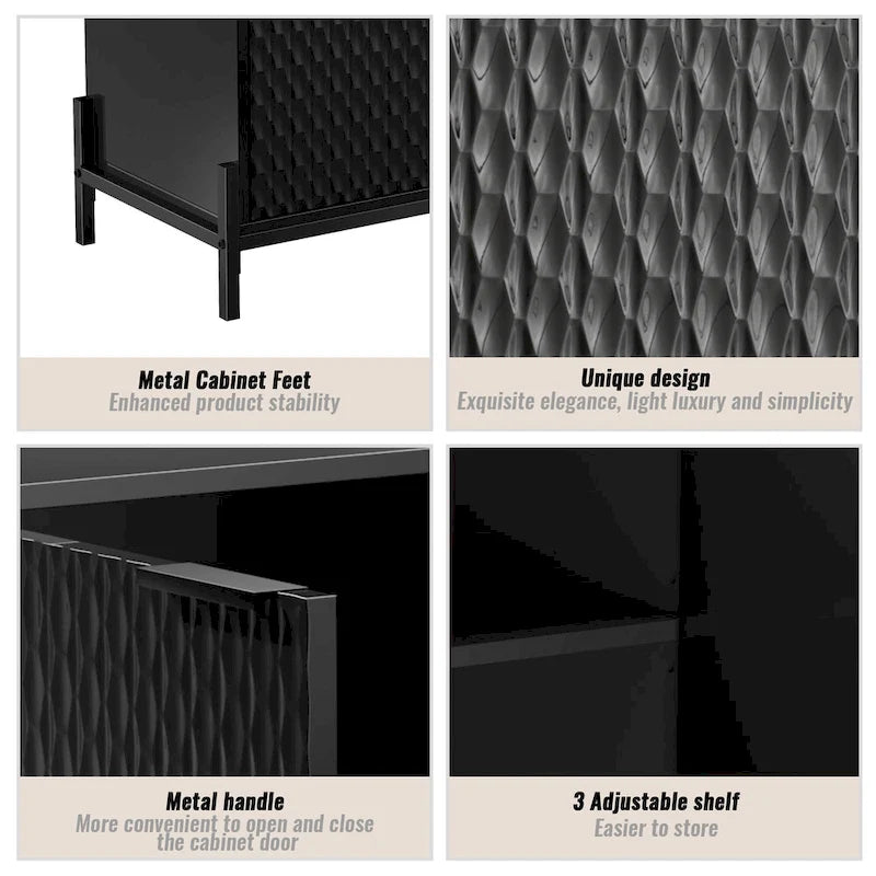 Modern Glossy Storage Accent Cabinet Sideboard