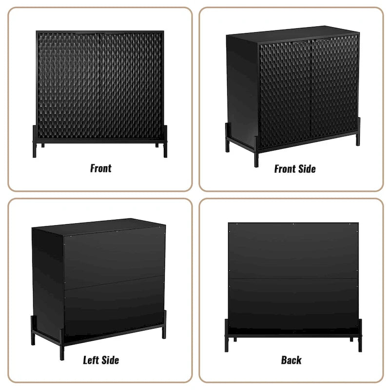 Modern Glossy Storage Accent Cabinet Sideboard