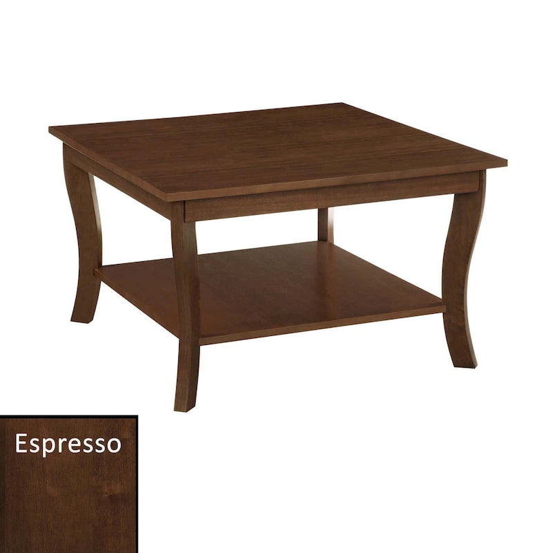 30-Inch Square Coffee Table with Lower Shelf