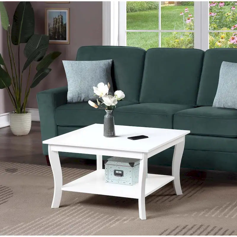 30-Inch Square Coffee Table with Lower Shelf