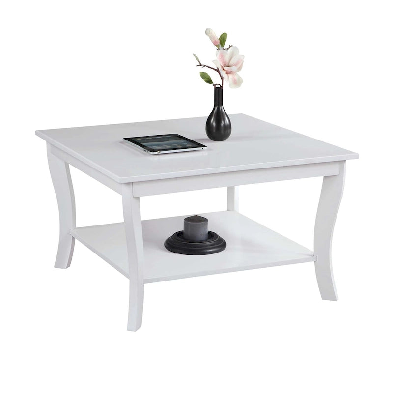 30-Inch Square Coffee Table with Lower Shelf
